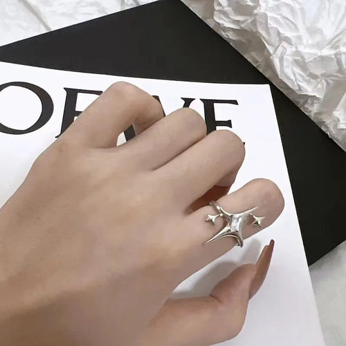 Void Spike | Y2k Silver Stars Ring