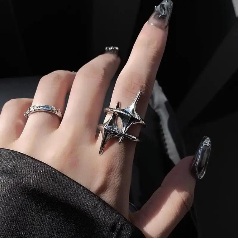 Void Spike | Y2k Silver Stars Ring
