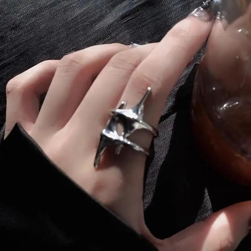 Void Spike | Y2k Silver Stars Ring