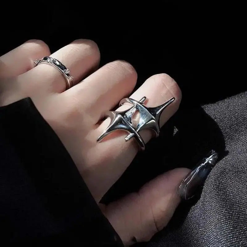 Void Spike | Y2k Silver Stars Ring
