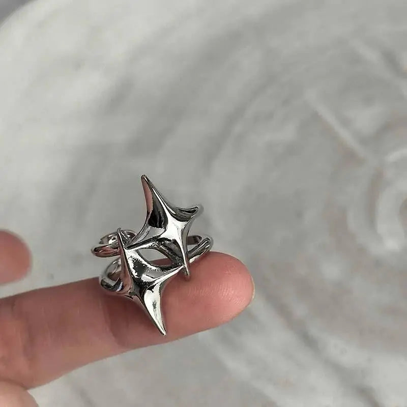 Void Spike | Y2k Silver Stars Ring